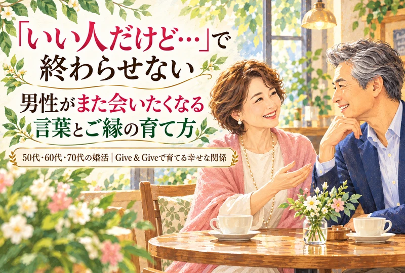 画像7286：【50代・60代・70代の婚活】男性が「また会いたい」と思う女性の言葉と、幸せなご縁の育て方